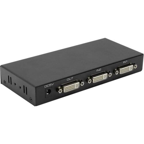 4K DVI Switcher 2X1 Dual port DVI 2 in 1 out Switch 1080P 4K Selector with IR control&external power supply