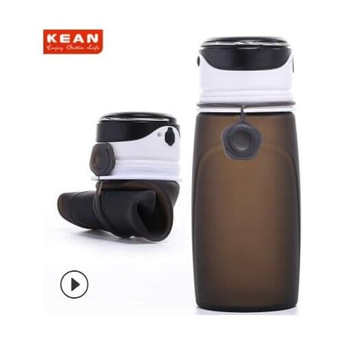 550ML Portable Outdoor Sport Water Bottle Fitness Drinking Silicone Water Bottle with Flash Light For Travel Camping Hiking