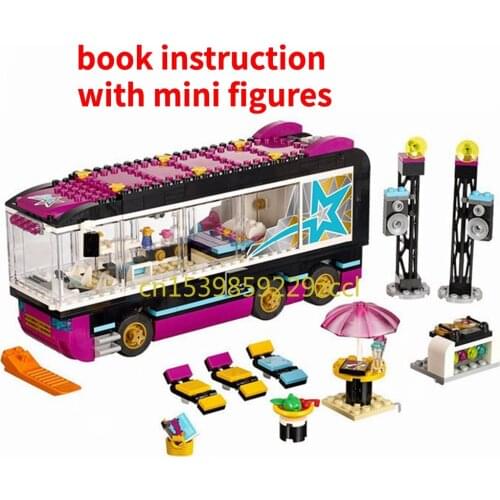 684Pcs Friends Pop Star Tour Bus Building Blocks Compatible 41106 Friends Figures Bricks Toys for Girls Model Toy Gift