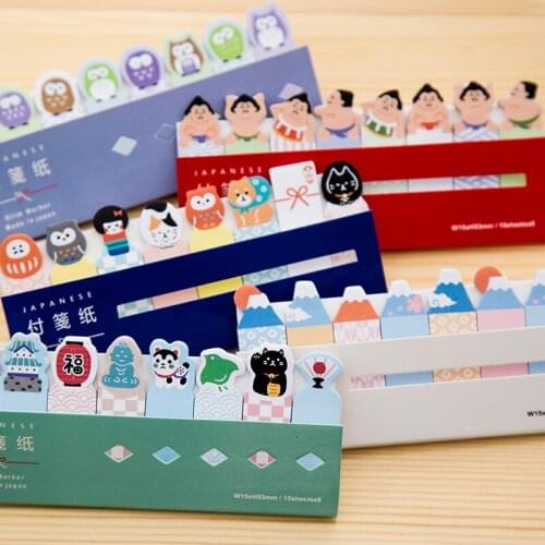 8pcs Japan Life Style Designs Sticky Notes Post Memo Pad Fuji Owl Sushi Cat Shiba Stickers Label Tag School Supplies H6380