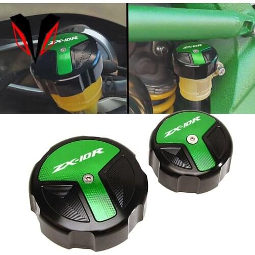Motorcycle Accessories Front & Rear Brake Fluid Reservoir Cover Cap for Kawasaki ZX10R Ninja ZX-10R 2007-2015 2016