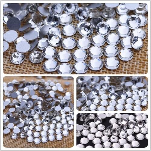 Super Glitter Crystal Nail Art Rhinestones SS3-SS50 Flatback Clear Non Hot Fix Rhinestones Glue On Nail Art Decorations