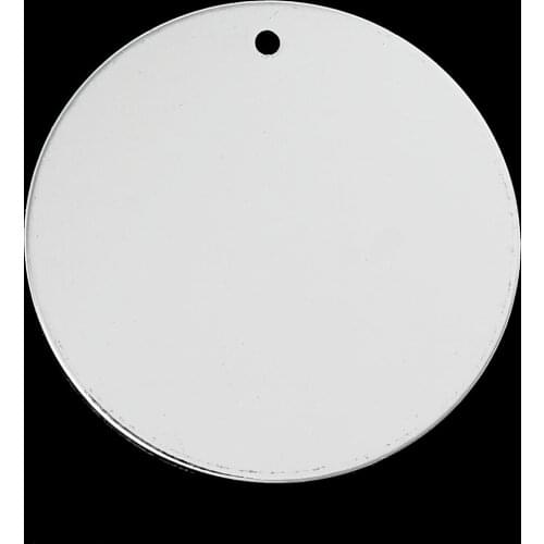 DoreenBeads Copper Charm Pendants Round Silver color Blank 30mm(1 1/8") Dia, 10 PCs