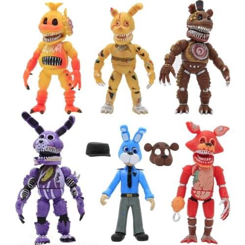 5-6pcs/set At Five Nights Security Breach Series Pvc Action Figures Bonnie Foxy Toys Fazbear Bear Doll Model Toys For Kids Gifts