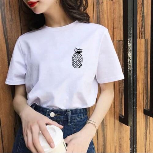 Short sleeve Tshirt Cartoon T-shirt Harajuku Tshirt Lady 2021 New Simple Casual tshirt pineapple graphics tee shirt women