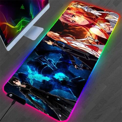 RGB game player anime mouse pad xXl keyboard desktop protection pad LED hair mousepad light mini computer game carpet pads