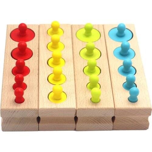 Toys for children 4Pcs Montessori Cylinder Building Kids Color Cognition Puzzle Toys