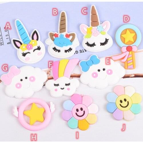 Flat Back Resin Cabochon 20pcs Kawaii Cartoon Unicorn Figure DIY Hair Bows Center Accessories Scrapbooking Decoration Craft