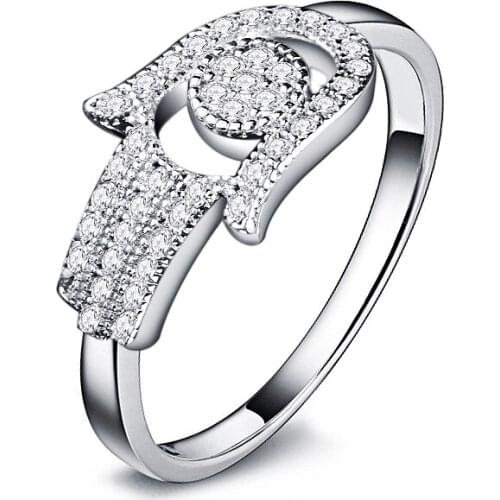 Limited Offer OMYFUN Hamsa Ring 925 Sterling Silver Ring Women Jewelry Bague CZ Micro Paved Hand Anillo Prata Anel Free Shipping