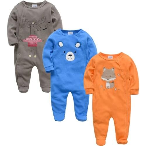 Kavkas 3 pcs/pack Baby Rompers Animal Theme Clothing Set Winter Boys Clothes Overalls Newborn Infant Girls Jumpsuit Navidad