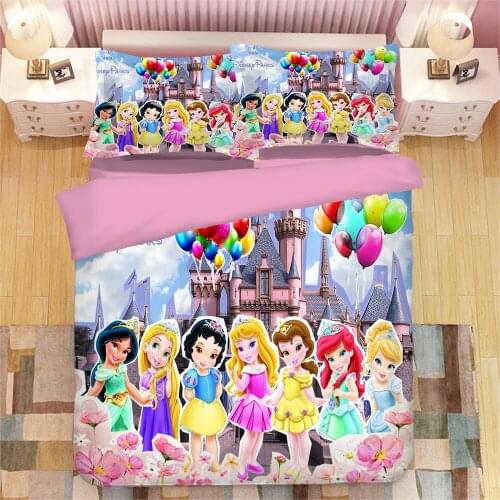 Bedding Set Disney Rapunzel Belle Snow White Princess Duvet Cover Children Kids Baby Girls Gifts Single Queen King Bedspread