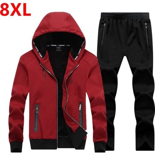 Large size 7X 6XL 8XL Men zipper male Hooded suit CoolLarge size 7X 6XL 8XL Men hood Mens Tracksuit Leisure Mens Sporting set
