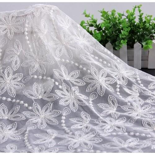 White Flower Lace Cloth Floral Embroidered Lace Cloth Womens Summer Cotton Cloth Hollow Lace Fabric