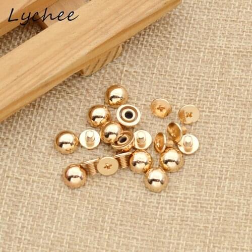 Lychee 10pcs Round Metal Mushroom Rivet Screw Buttons For Garment Women Bag Decoration DIY Craft Rivet Accessories