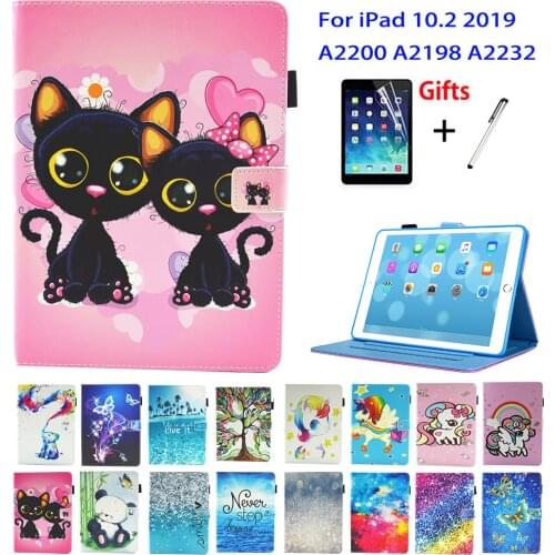Cute Case For iPad 10.2 Case 2019 Tablet Cover For iPad 10.2" 7th Generation 2019 A2200 A2198 A2232 Case Fundas Unicorn Cat