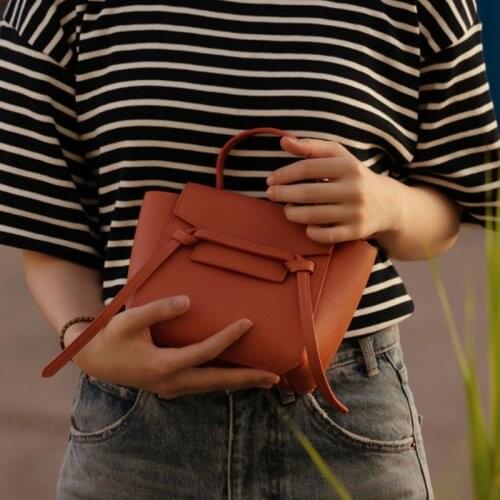 Trapeze Mini Genuine Leather Bag Swing 2021 Spring Trendy New Messenger Handbag Womens Single Shoulder Belt Decoration