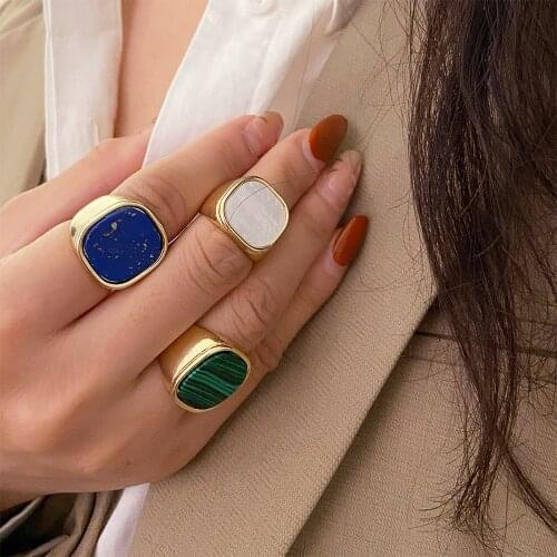 Fashion Square Rings for Men Simple Design Vintage Ring Temperament Geometric Index Finger Ring for Women Jewelry