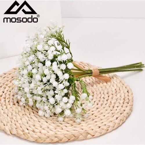 Mosodo Gypsophila Dried Flower Bouquet Artificial Rose Flowers Party Decor Resin Fake Flowers Home Wedding Fall Decorations