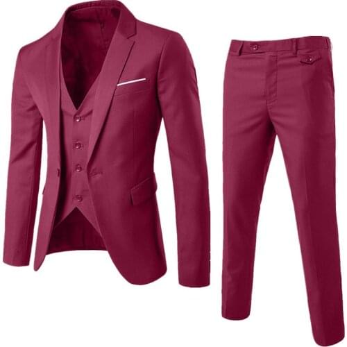 Men’s Suit Slim 3-piece Suit Business Wedding Party Jacket Vest & Pants High Quality Fashion Comfy Top Pants Set Dropshipping