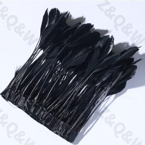 New 15-20CM (6-8 inches) torn head goose feather dyed black cloth edge 2 meters DIY performance costume skirt decoration
