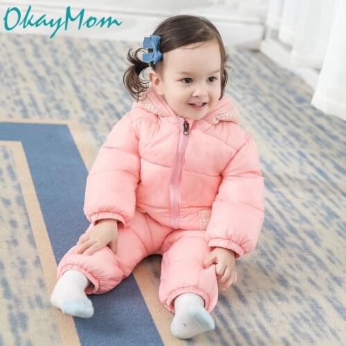 OkayMom Toddler Baby Winter Warm Coats Clothes Newborn Hooded Snow Wear Overalls Baby Boys Girls Snowsuit Down Parka Clothing