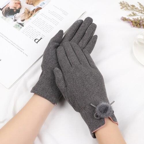New Fashion Winter Full Finge Mittens Driving Outdoor Sport Touch Screen Newest Women Cashmere Gloves black/grey/brown/pink