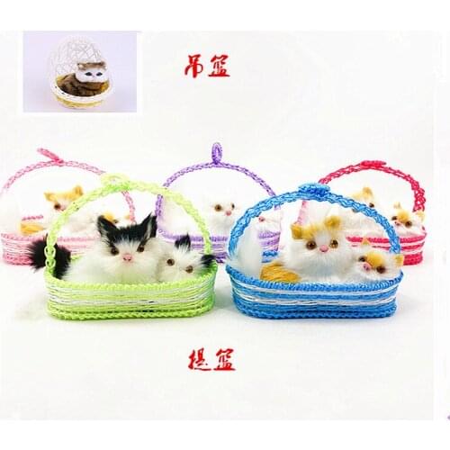 Hanging Basket Simulation Cat can Bark Make Sound Voice Cute Animals Model Ornaments Gifts Toys