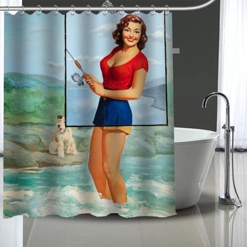 Custom pin-up Shower Curtain With Plastic Hooks Modern Fabric Bath Curtains Home Decor Curtains Custom Your image