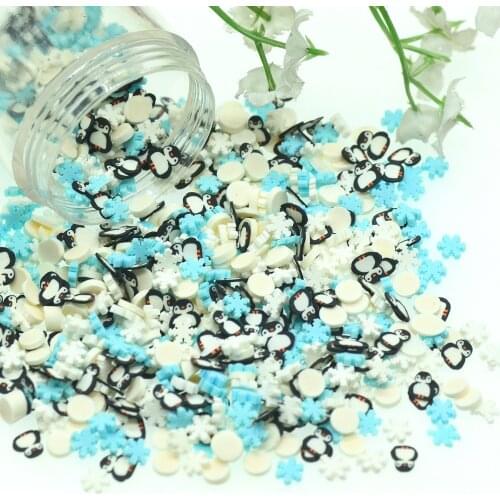 20 Gram Mixed Polymer Clay Snowflake Penguin Sprinkles-Kawaii Slime Crafting Supplies-Home Scrapbooking Sprinkles