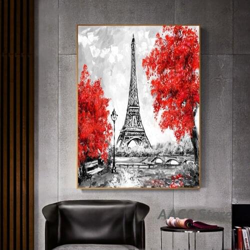 Scandinavian Style Prints Oil Painting Paris Eiffel Tower One Piece Art Decor Room Print Poster Canvas Painting Wall Home Decor