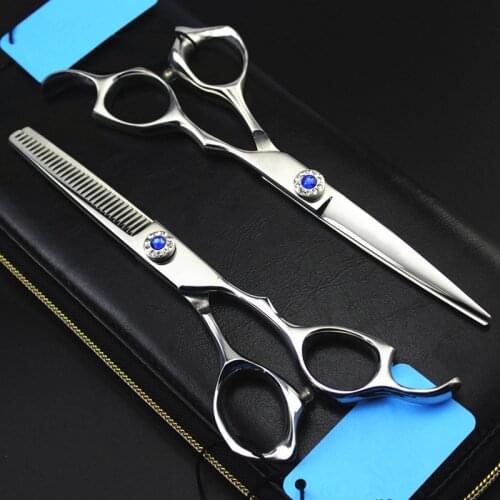 Professional japan 440c 6 inch gem hair scissors cutting barber makas haircut scissor thinning shears hairdressing scissors set
