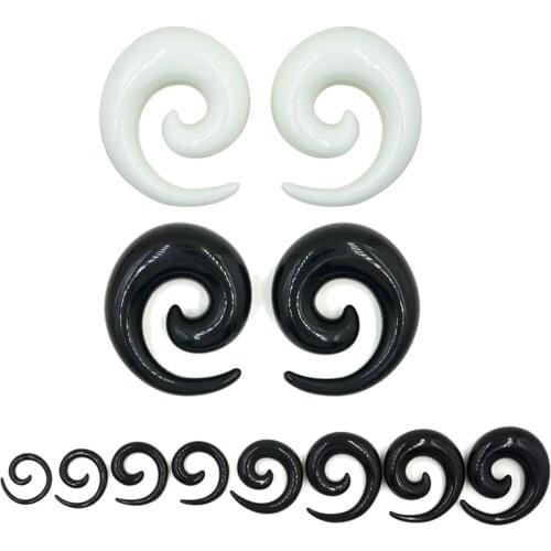 Pair Hot sale Acrylic Black White Ear Spiral Taper Plug Gauges Earring Swirl Ear Stretcher Expander Piercing Jewelry 1.2-24mm