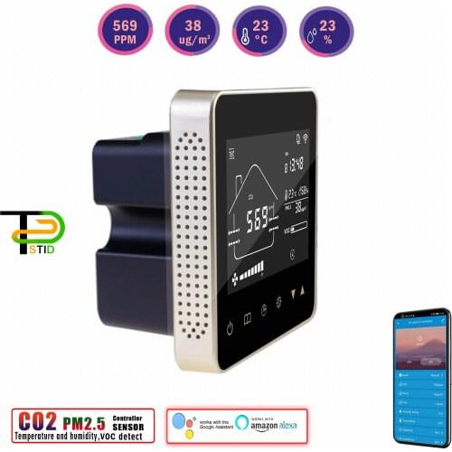 Temp Humidity VOC PM2.5 CO2 Air Quality Monitor Regulator for WIFI Home Ventilation System RS485 0-10V Proportional Control