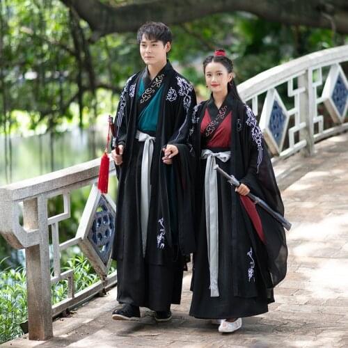 Large sleeve shirt traditional daily Chinese clothing men and women couples CP dress Chinese traditional school uniform