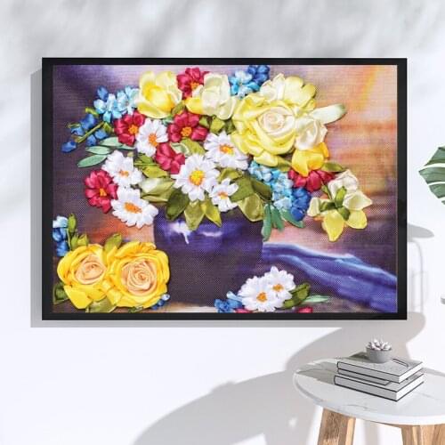 Needlework,DIY Ribbon Cross stitch Set , Ribbon Painting for Beginner, Ribbon Arts Crafts Sewing Home Decor
