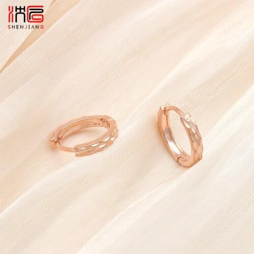 SHENJIANG New Arrivals Fashion Simple 585 Rose Gold Copper Metal Hoop Earrings For Women Girl Wedding Party Elegant Jewelry