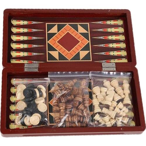 Folding Wooden Chess Set Handcrafted Chess Board Game Puzzle Toys for Beginner Kid