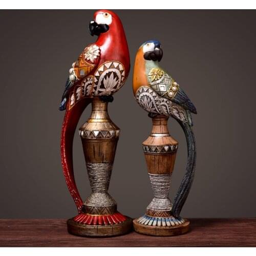 Parrot decoration European style living room wine cabinet porch creative retro TV cabinet home high-end art decorations