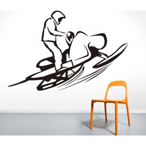Modern Design Racing Winter Sports Vinyl Decals Removable Jet Snowmobiles Wall Stickers For Kids Bedroom Art Murals YY381