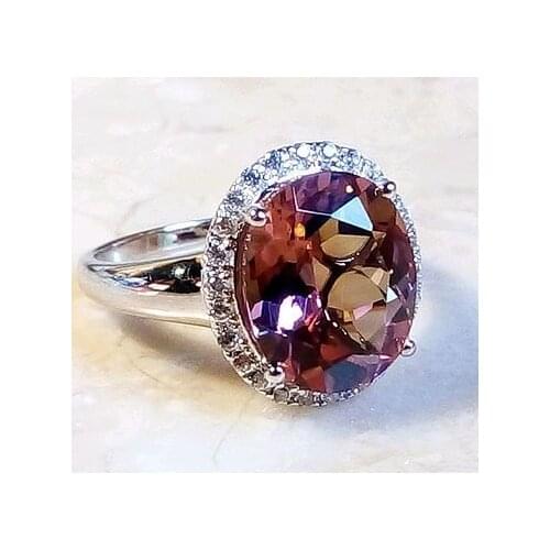 Womens Fashion 925 Silver Ring Elegant Luxury Pink Gemstone Jewelry Wedding Engagement Party Ring Size 5-11