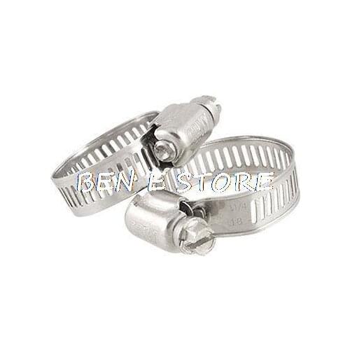 2 Pcs 18-32mm Screw Band Worm Drive Hose Clamp Fastener Stainless Stee