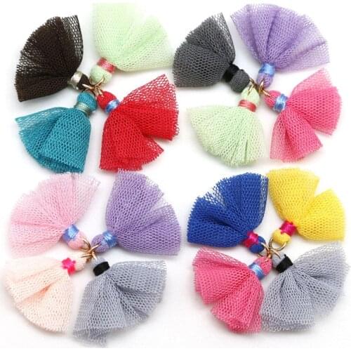20Pcs Organza Tassel Fringe Pendant DIY Party Tulle Tassel Trim Headwear Garment Jewelry Decor Gauze Mesh Small Tassels Lace