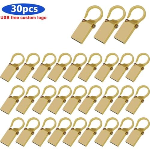 30pcs/ Free Logo Metal USB Flash Drive 8 16 32 64G pendrive 128G Pen drive waterproof u-disk 2.0 colorful usb stick for gift