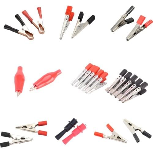 5/10 pcs Metal Alligator Clip Crocodile Electrical Clamp For Testing Probe Meter Black And Red With Plastic Boot 10 styles