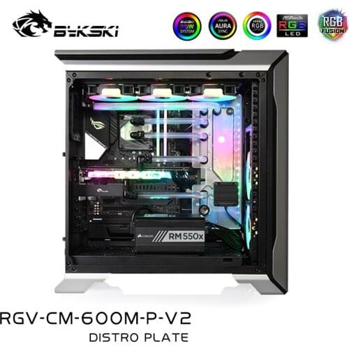 BYKSKI Acrylic Board Water Channel Solution use for MasterCase SL600M case / Kit for CPU and GPU Block / Instead reservoir