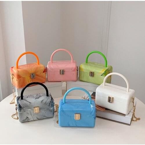 Acrylic Box Bag Summer Small Girl Chain Shoulder Cosmetic Bag Purses and Handbags Luxury Designer Lipstick Bag