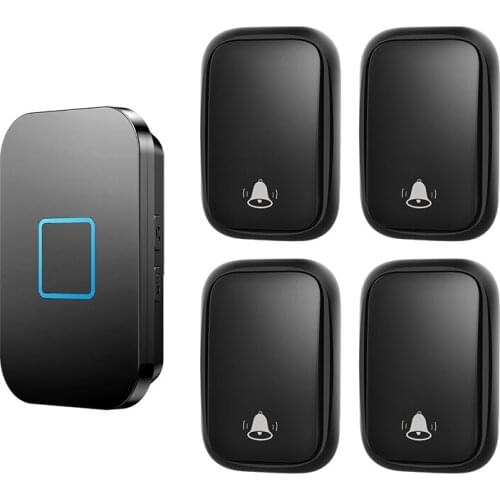 CACAZI Self-powered Wireless Doorbell Waterproof 150M Remote 4 Button 1 Receiver LED Smart Home Calling Bell Ring Gate Bell 220V