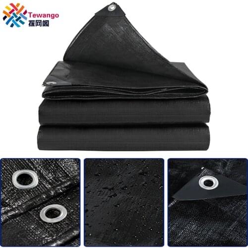 Black Hay Cover Tarpaulin PE Woven Polyethylene Rain Cloth Plastic Sheet Tarps Shading With Rope Reinforced In Hem 160GSM