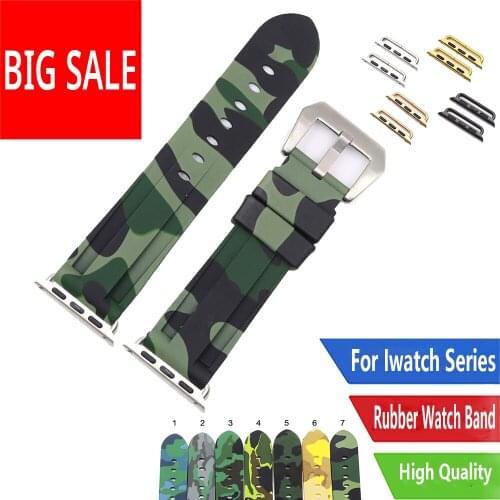 CARLYWET 38 40 42 44mm Camo Green Light Green Pure Silicone Rubber Replacement Wrist Watchband Strap For Iwatch Series 4/3/2/1