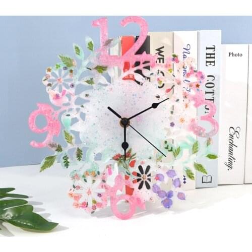 Flower Clock Wall Decoration Crystal Epoxy Resin Mold Hanging Ornaments Casting Silicone Mould DIY Crafts Home Decortives new